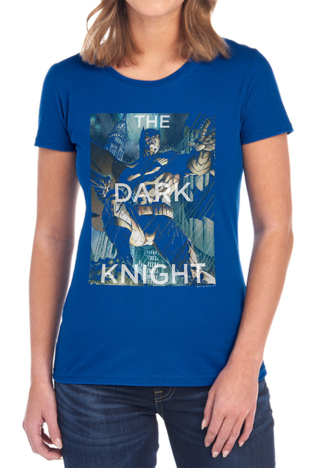 AN OFFCIALLY LICENSED BATMAN FIGHTING THE STORM WOMEN'S REGULAR FIT T-SHIRT BLACK