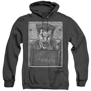 AN OFFCIALLY LICENSED BATMAN JOKER INMATE ADULT UNISEX HEATHER PULLOVER HOODIE BLACK