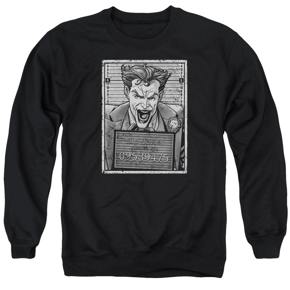 AN OFFCIALLY LICENSED BATMAN JOKER INMATE ADULT UNISEX CREWNECK SWEATSHIRT BLACK