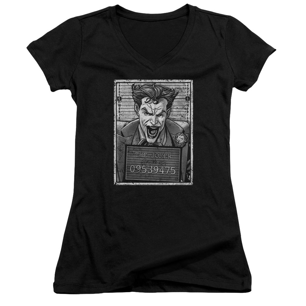 Batman Joker Inmate Licensed Women's T-Shirt Juniors V-Neck SM