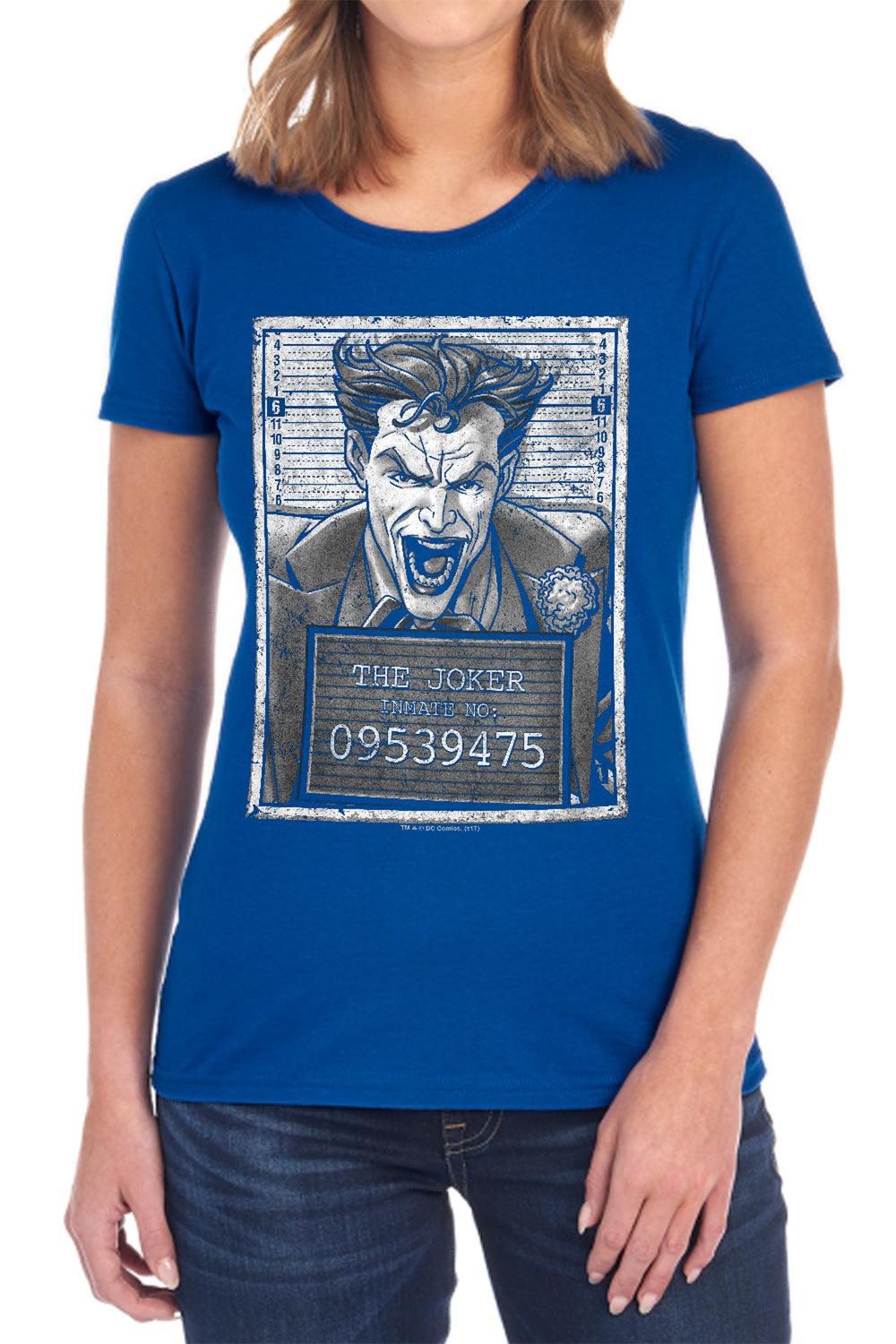 AN OFFCIALLY LICENSED BATMAN JOKER INMATE WOMEN'S REGULAR FIT T-SHIRT BLACK