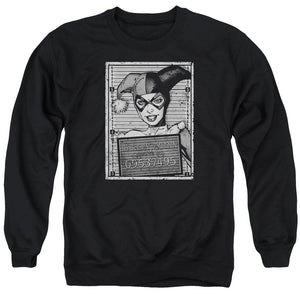 AN OFFCIALLY LICENSED BATMAN HARLEY INMATE ADULT UNISEX CREWNECK SWEATSHIRT BLACK