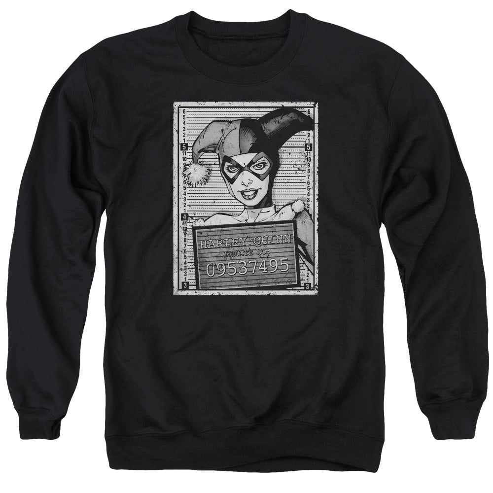 AN OFFCIALLY LICENSED BATMAN HARLEY INMATE ADULT UNISEX CREWNECK SWEATSHIRT BLACK