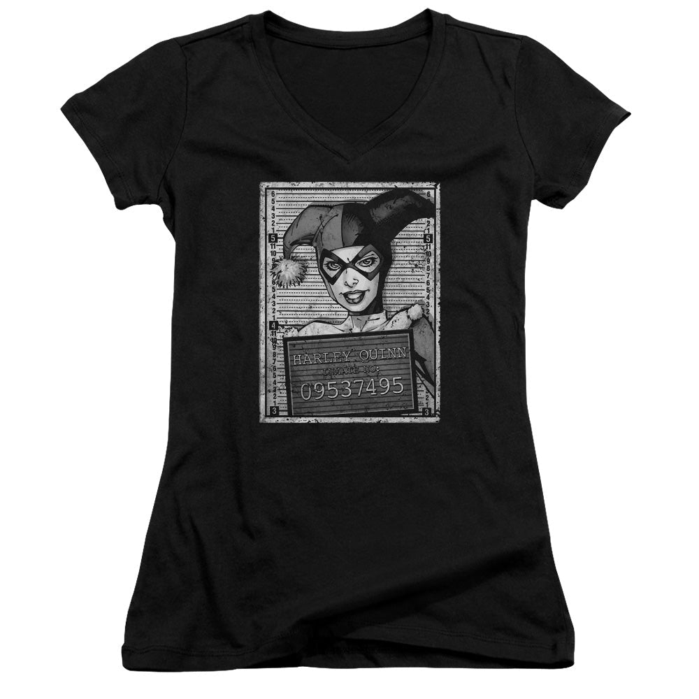 Batman Harley Inmate Licensed Women's T-Shirt Juniors V-Neck SM