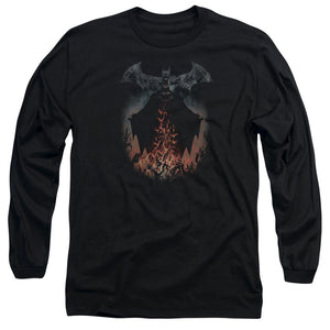 AN OFFCIALLY LICENSED BATMAN SMOKE & FIRE MEN'S LONG SLEEVE T-SHIRT BLACK