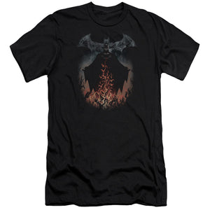 AN OFFCIALLY LICENSED BATMAN SMOKE & FIRE MEN'S PREMIUM SLIM FIT T-SHIRT BLACK