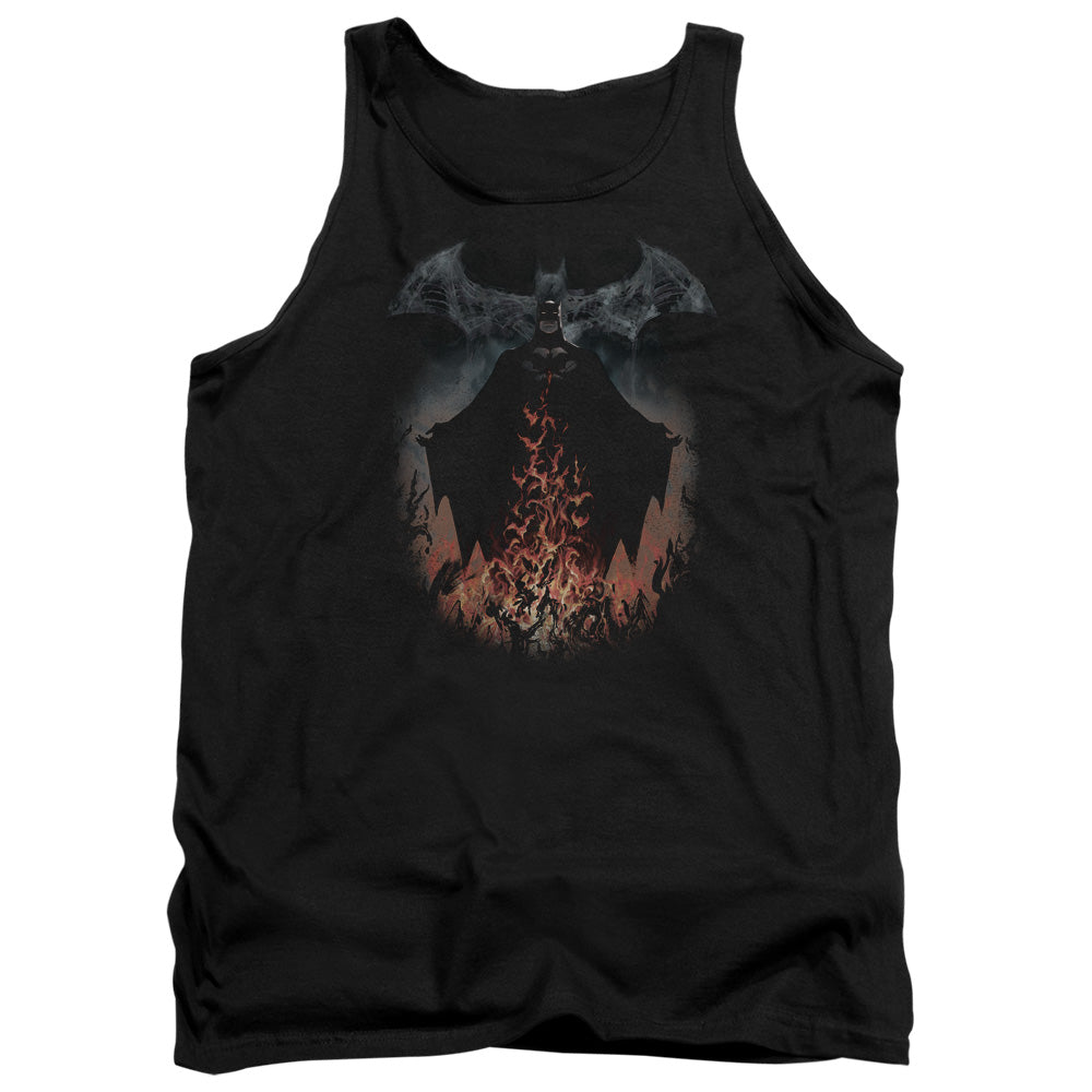 AN OFFCIALLY LICENSED BATMAN SMOKE & FIRE ADULT UNISEX TANK TOP BLACK