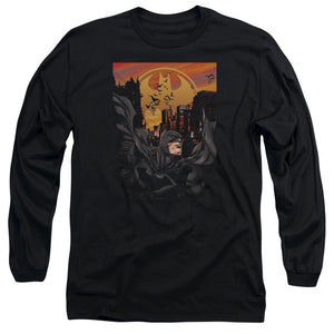 AN OFFCIALLY LICENSED BATMAN ALWAYS ON CALL MEN'S LONG SLEEVE T-SHIRT BLACK