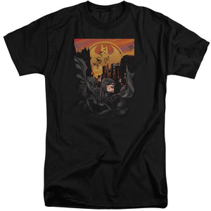 AN OFFCIALLY LICENSED BATMAN ALWAYS ON CALL MEN'S TALL FIT T-SHIRT BLACK
