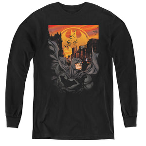 AN OFFCIALLY LICENSED BATMAN ALWAYS ON CALL YOUTH LONG SLEEVE T-SHIRT BLACK