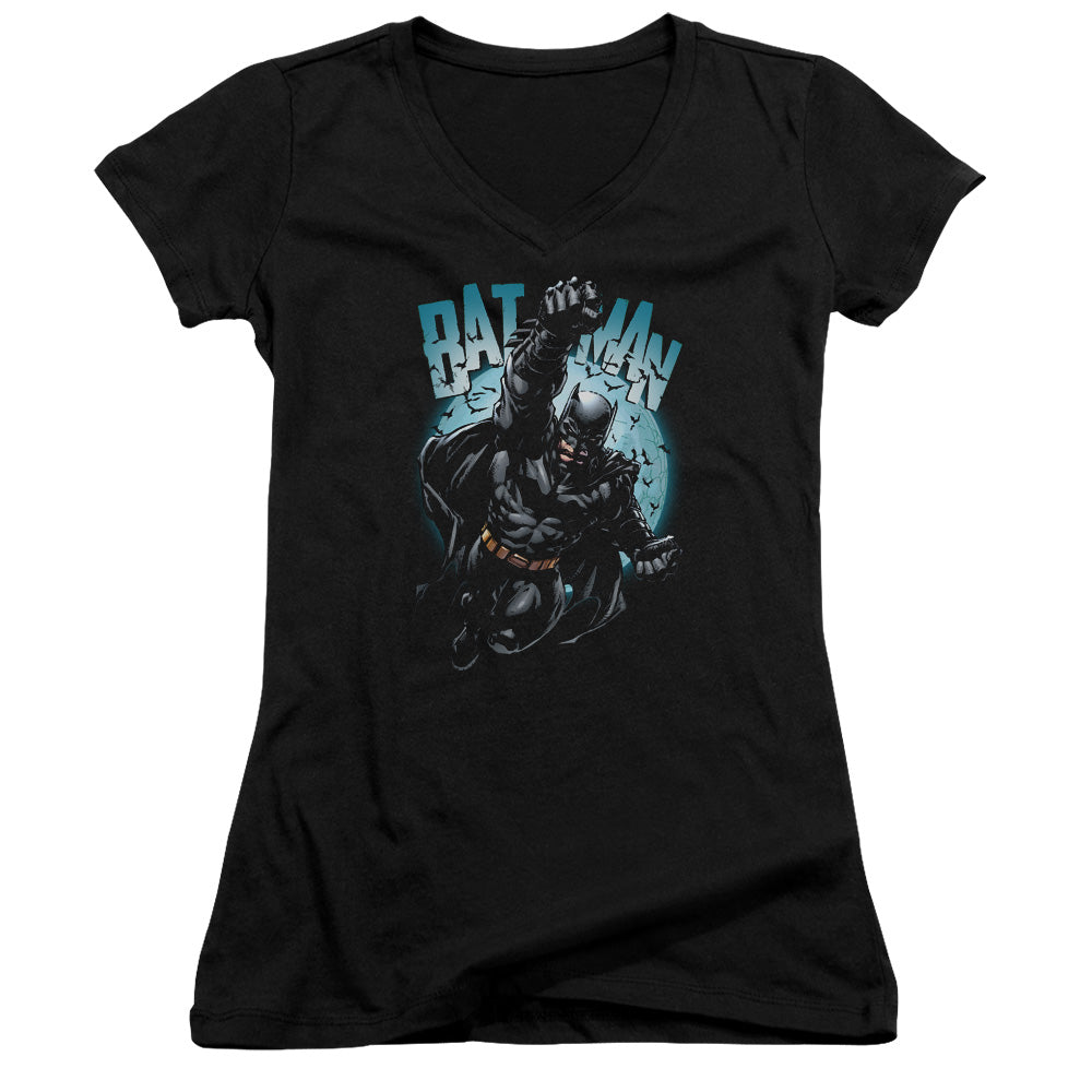 Batman Moon Knight Licensed Women's T-Shirt Juniors V-Neck SM