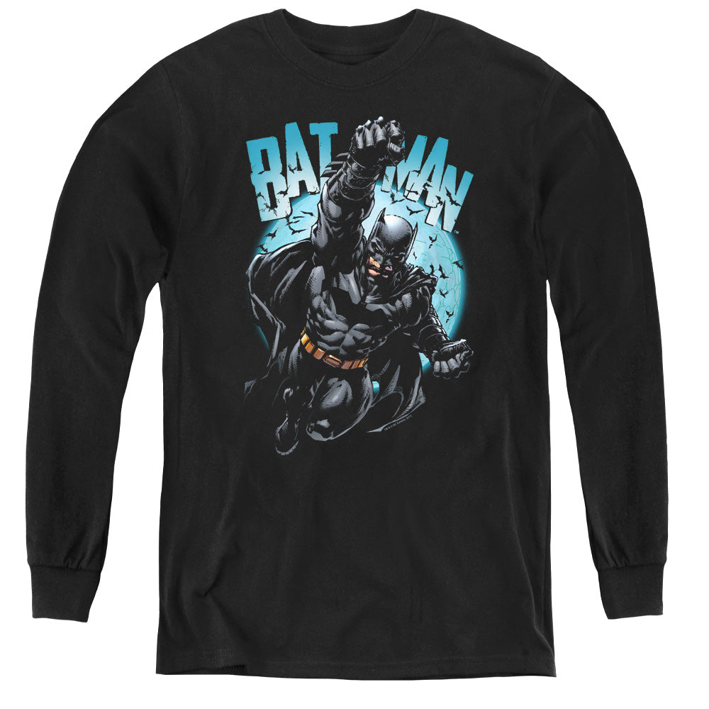 AN OFFCIALLY LICENSED BATMAN MOON KNIGHT YOUTH LONG SLEEVE T-SHIRT BLACK