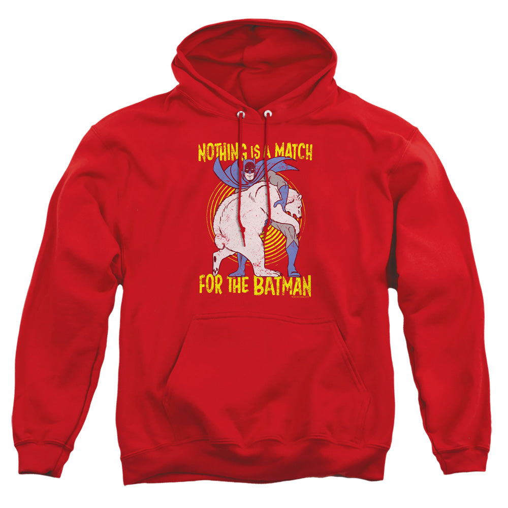 AN OFFCIALLY LICENSED BATMAN BEAR WRASTLING ADULT UNISEX PULLOVER HOODIE RED