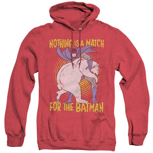 AN OFFCIALLY LICENSED BATMAN BEAR WRASTLING ADULT UNISEX HEATHER PULLOVER HOODIE RED