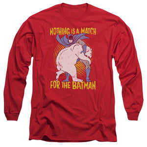 AN OFFCIALLY LICENSED BATMAN BEAR WRASTLING MEN'S LONG SLEEVE T-SHIRT RED