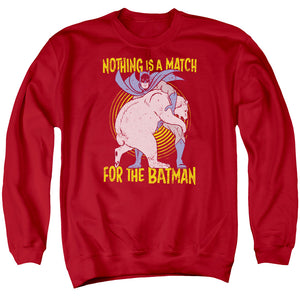 AN OFFCIALLY LICENSED BATMAN BEAR WRASTLING ADULT UNISEX CREWNECK SWEATSHIRT RED