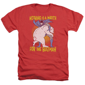 AN OFFCIALLY LICENSED BATMAN BEAR WRASTLING MEN'S HEATHER T-SHIRT RED