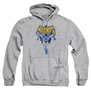 AN OFFCIALLY LICENSED BATMAN VINTAGE RUN ADULT UNISEX PULLOVER HOODIE ATHLETIC HEATHER