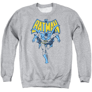 AN OFFCIALLY LICENSED BATMAN VINTAGE RUN ADULT UNISEX CREWNECK SWEATSHIRT ATHLETIC HEATHER