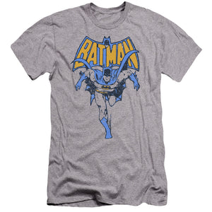 AN OFFCIALLY LICENSED BATMAN VINTAGE RUN MEN'S PREMIUM SLIM FIT T-SHIRT ATHLETIC HEATHER