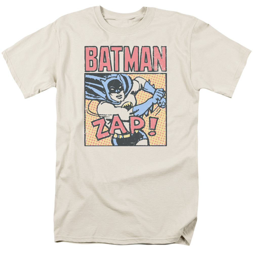 AN OFFCIALLY LICENSED BATMAN BAT ZAP MEN'S REGULAR FIT T-SHIRT CREAM