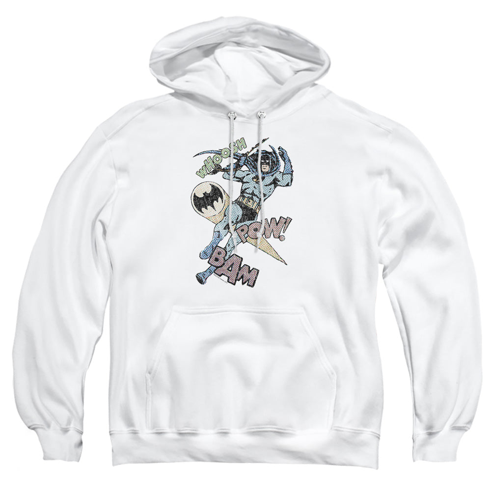 AN OFFCIALLY LICENSED BATMAN HALFTONE SWING ADULT UNISEX PULLOVER HOODIE WHITE