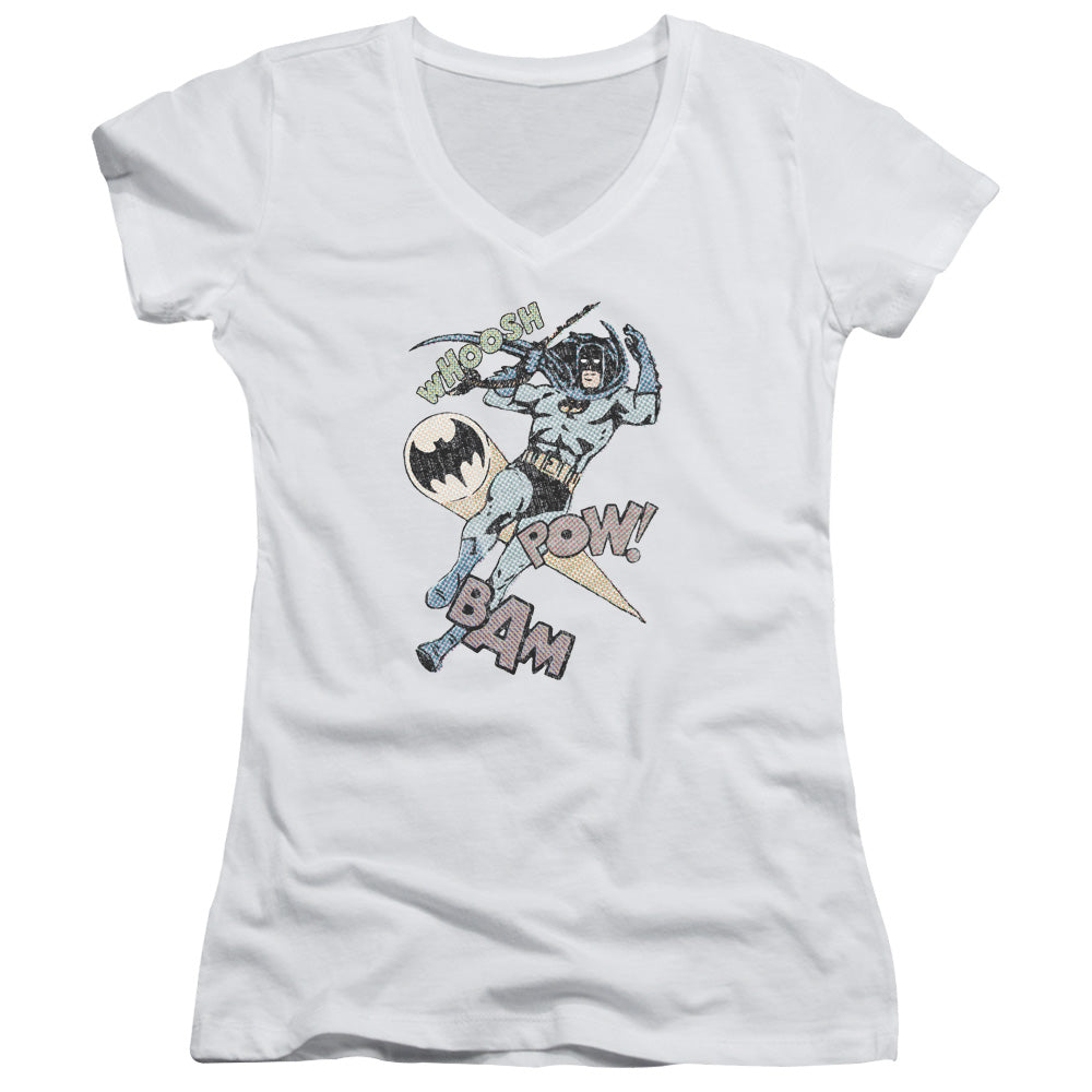 Batman Halftone Swing Licensed Women's T-Shirt Juniors V-Neck SM