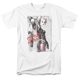 AN OFFCIALLY LICENSED BATMAN INK WASH HARLEY MEN'S REGULAR FIT T-SHIRT WHITE