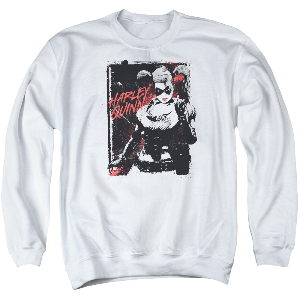 AN OFFCIALLY LICENSED BATMAN HOUSE CALL ADULT UNISEX CREWNECK SWEATSHIRT WHITE