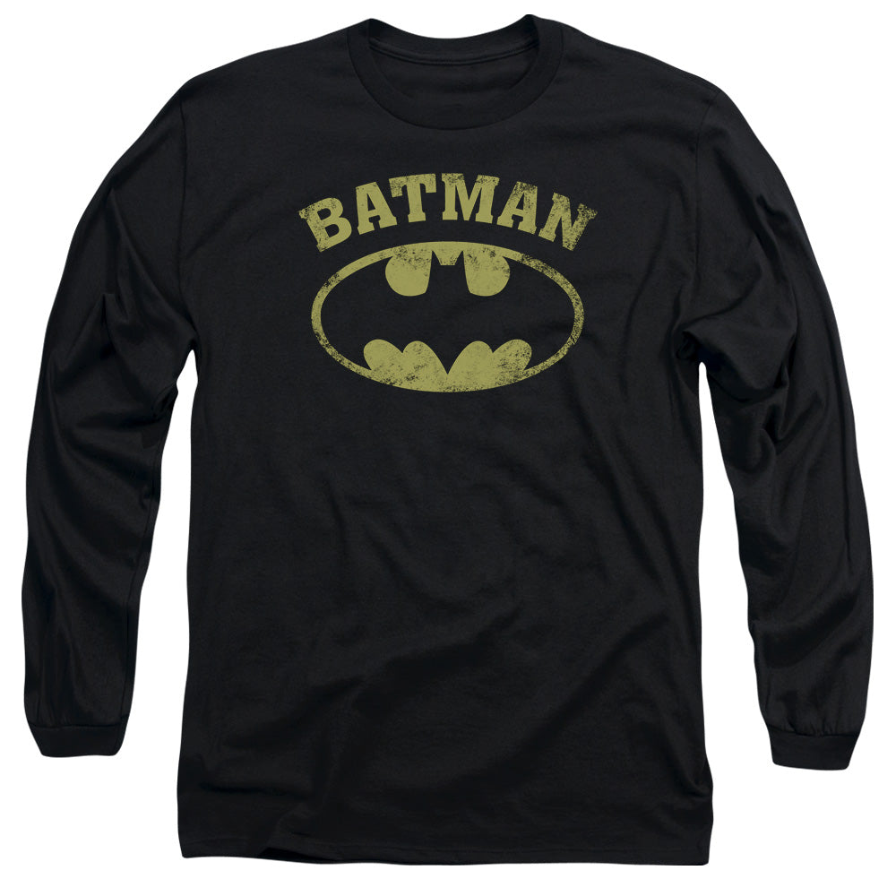 AN OFFCIALLY LICENSED BATMAN OVER SYMBOL MEN'S LONG SLEEVE T-SHIRT BLACK