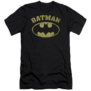 AN OFFCIALLY LICENSED BATMAN OVER SYMBOL MEN'S PREMIUM SLIM FIT T-SHIRT BLACK