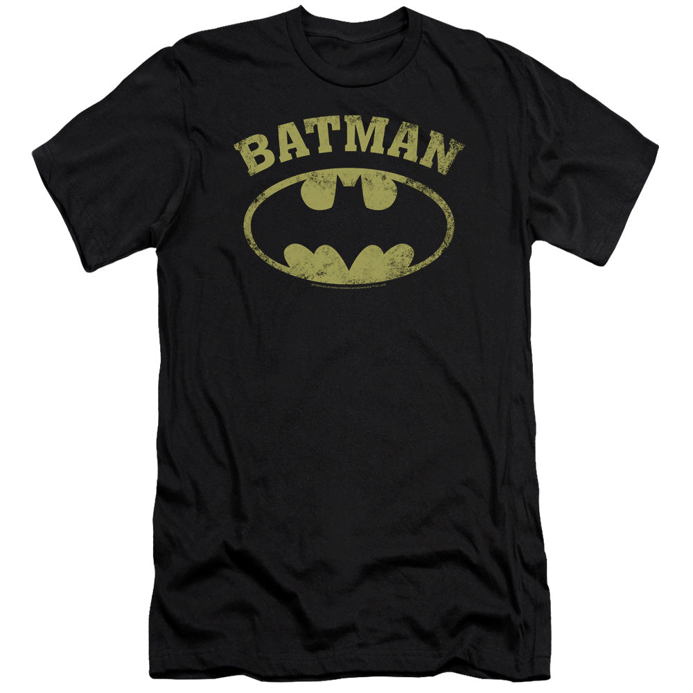 AN OFFCIALLY LICENSED BATMAN OVER SYMBOL MEN'S PREMIUM SLIM FIT T-SHIRT BLACK
