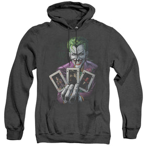 AN OFFCIALLY LICENSED BATMAN 3 OF A KIND ADULT UNISEX HEATHER PULLOVER HOODIE BLACK