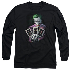 AN OFFCIALLY LICENSED BATMAN 3 OF A KIND MEN'S LONG SLEEVE T-SHIRT BLACK