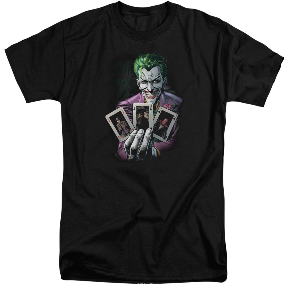 AN OFFCIALLY LICENSED BATMAN 3 OF A KIND MEN'S TALL FIT T-SHIRT BLACK