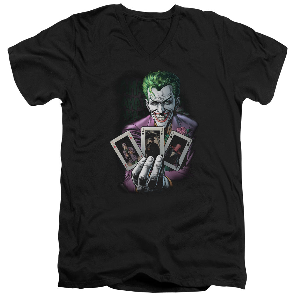 AN OFFCIALLY LICENSED BATMAN 3 OF A KIND MEN'S V-NECK T-SHIRT BLACK