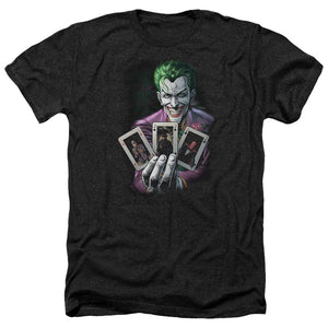 AN OFFCIALLY LICENSED BATMAN 3 OF A KIND MEN'S HEATHER T-SHIRT CHARCOAL