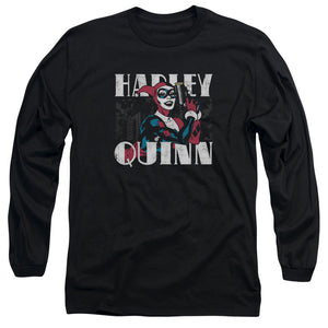 AN OFFCIALLY LICENSED BATMAN HARLEY BOLD MEN'S LONG SLEEVE T-SHIRT BLACK