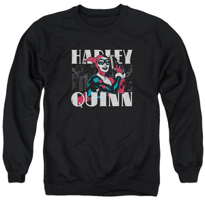 AN OFFCIALLY LICENSED BATMAN HARLEY BOLD ADULT UNISEX CREWNECK SWEATSHIRT BLACK