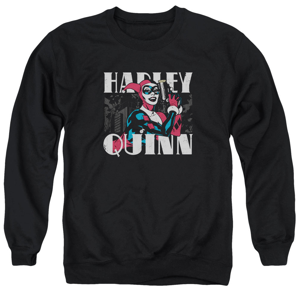 AN OFFCIALLY LICENSED BATMAN HARLEY BOLD ADULT UNISEX CREWNECK SWEATSHIRT BLACK