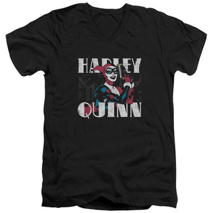 AN OFFCIALLY LICENSED BATMAN HARLEY BOLD MEN'S V-NECK T-SHIRT BLACK