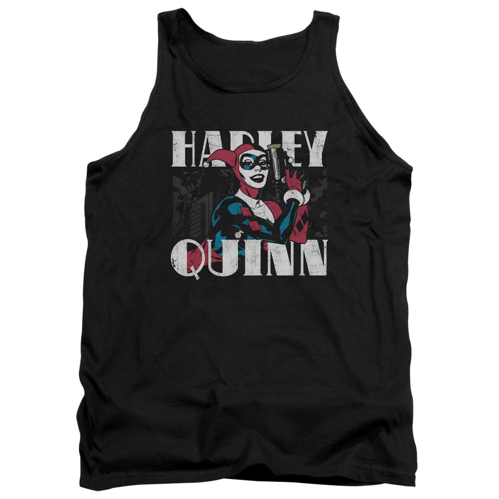 AN OFFCIALLY LICENSED BATMAN HARLEY BOLD ADULT UNISEX TANK TOP BLACK
