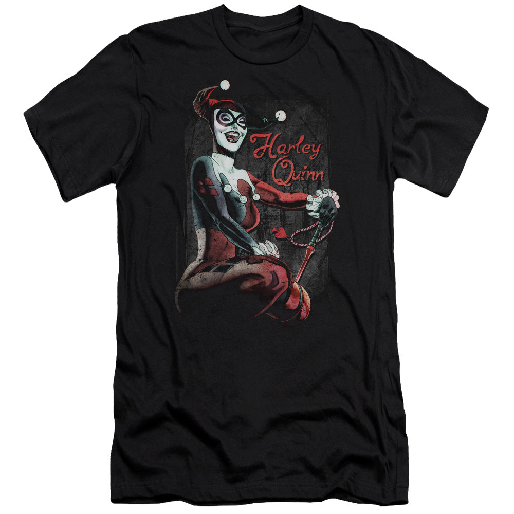 AN OFFCIALLY LICENSED BATMAN LAUGH IT UP MEN'S PREMIUM SLIM FIT T-SHIRT BLACK