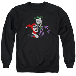 AN OFFCIALLY LICENSED BATMAN JOKER & HARLEY ADULT UNISEX CREWNECK SWEATSHIRT BLACK