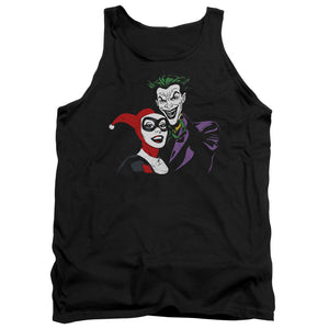 AN OFFCIALLY LICENSED BATMAN JOKER & HARLEY ADULT UNISEX TANK TOP BLACK
