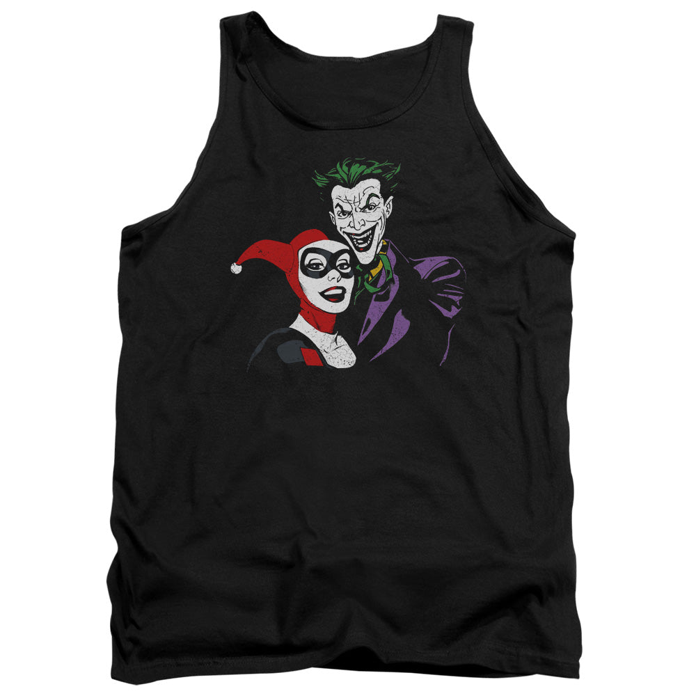 AN OFFCIALLY LICENSED BATMAN JOKER & HARLEY ADULT UNISEX TANK TOP BLACK