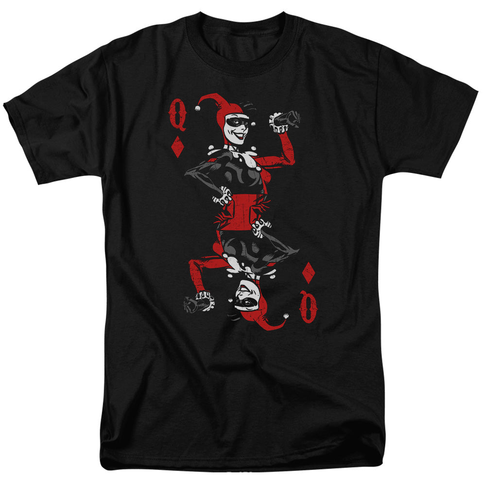 AN OFFCIALLY LICENSED BATMAN QUINN OF DIAMONDS MEN'S REGULAR FIT T-SHIRT BLACK