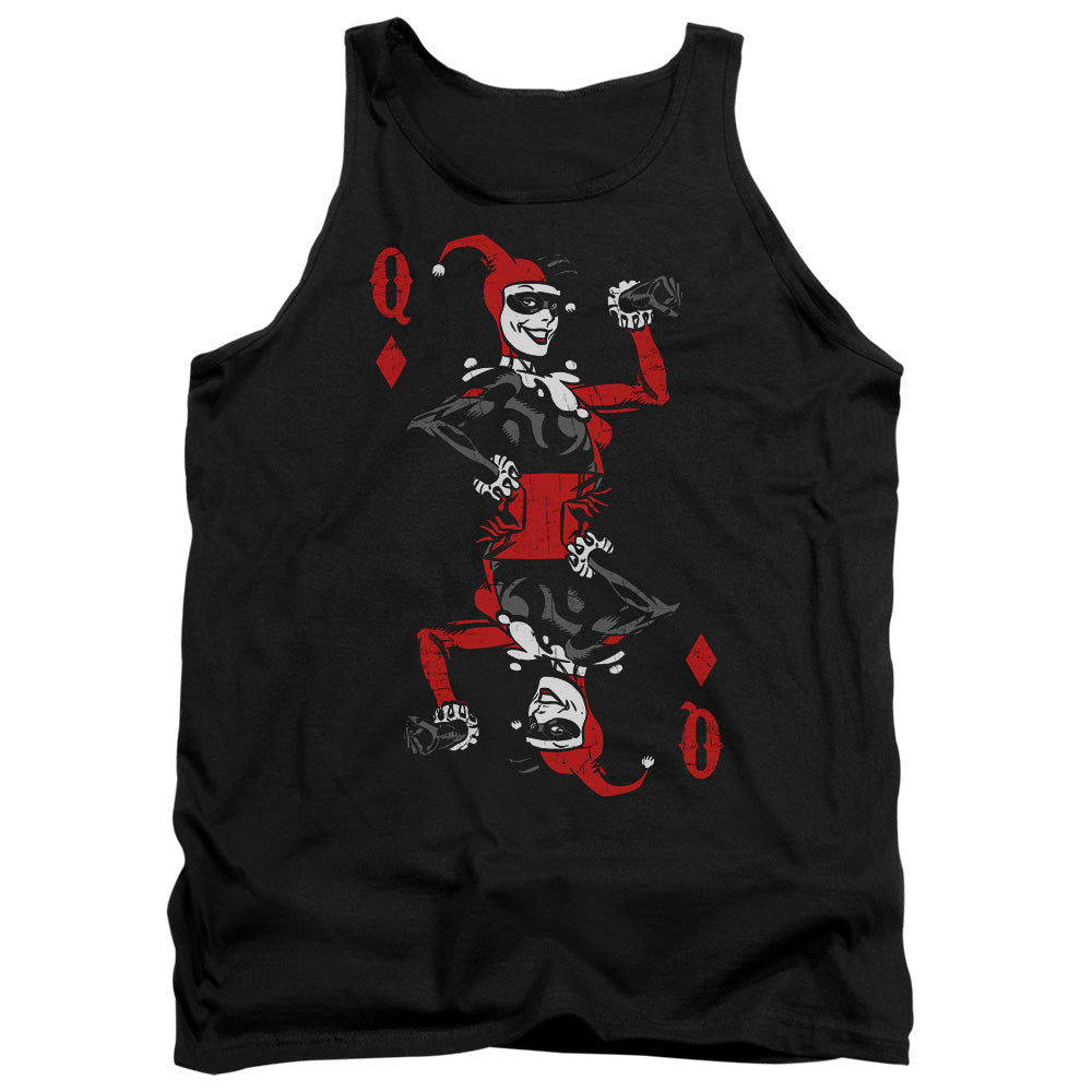 AN OFFCIALLY LICENSED BATMAN QUINN OF DIAMONDS ADULT UNISEX TANK TOP BLACK
