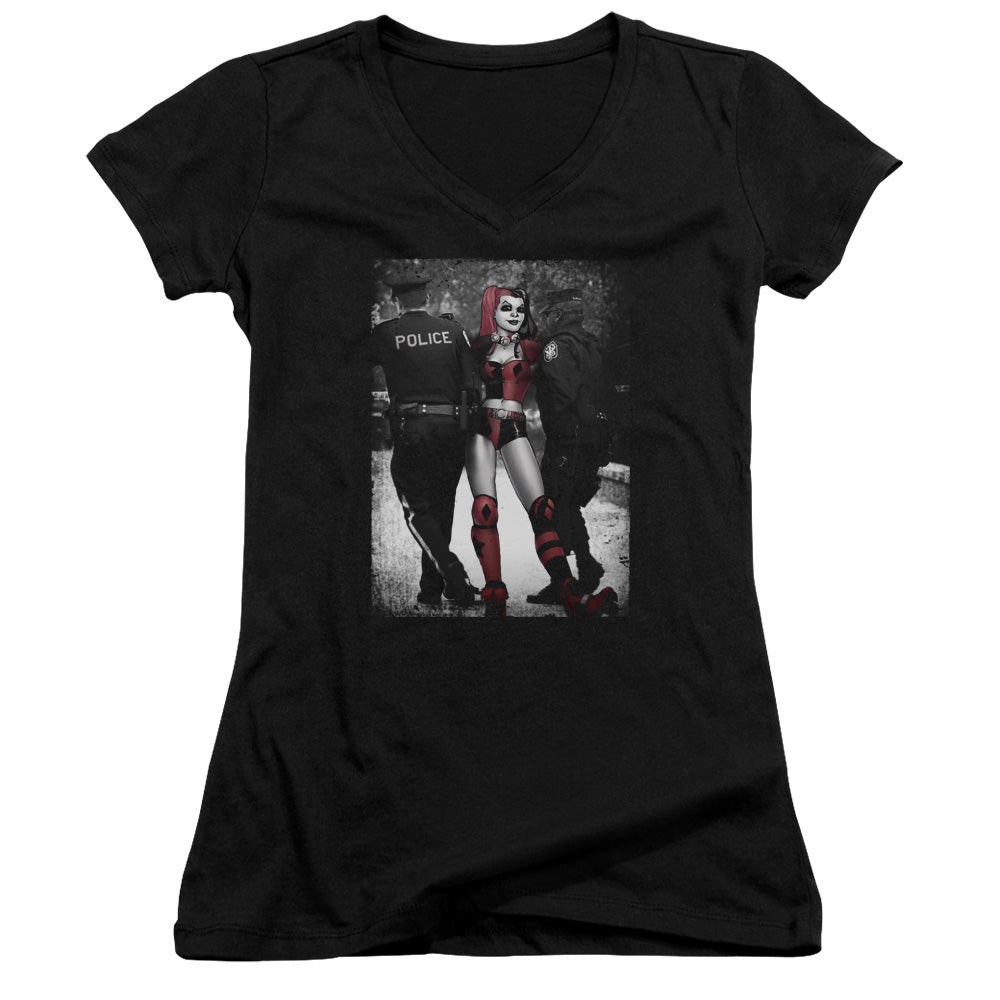 Batman Arrest Licensed Women's T-Shirt Juniors V-Neck SM