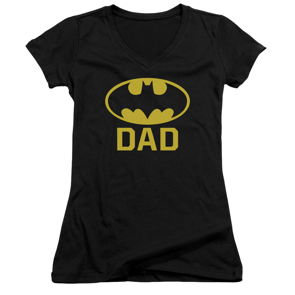 Batman Bat Dad Licensed Women's T-Shirt Juniors V-Neck SM